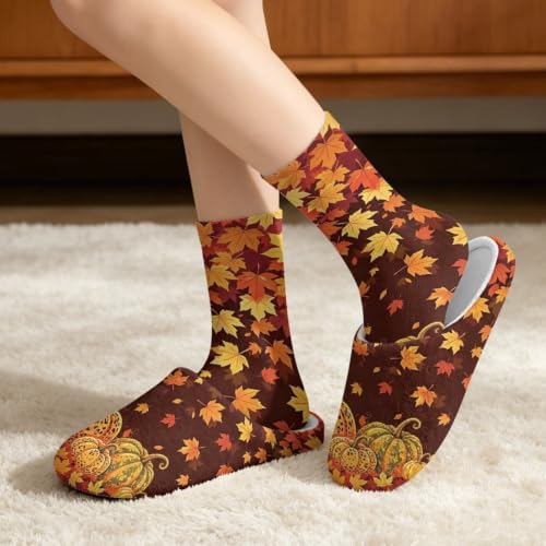 Jeiento Fuzzy Slippers and Sock Set Women's Warm Cozy Memory Foam House Shoes Soft Slip-on Slides - Image 2