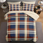 WeCozy Full Comforter Set with Sheets, 7 Pieces Plaid Navy Bedding by WeCozyHomeDecor