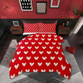 Red White Comforter Set King Size Cute Heart Pattern Bedding For Kids Boys Girls Valentine Day Gift Quilt Cartoon Love Geometric Duvet Insert Love Heart Soft Warm Bedding Sets Bedroom Decor 3Pcs by Erosebridal