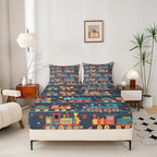 Erosebridal Vintage Train Fitted Sheet for Boys Girls Kids Cartoon Trains Twin Bed Sheets,Railroad Print Sheets Colorful Steam Engine Bedding Sets, No Top Sheet - Image 4