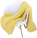 Chunky Knit Throw Blanket Chenille Yarn Soft Cozy Bulky Knitted Blanket for Sofa Bed Chair Large Hand Made Boho Home Decor Yellow 32x32 by Unknown