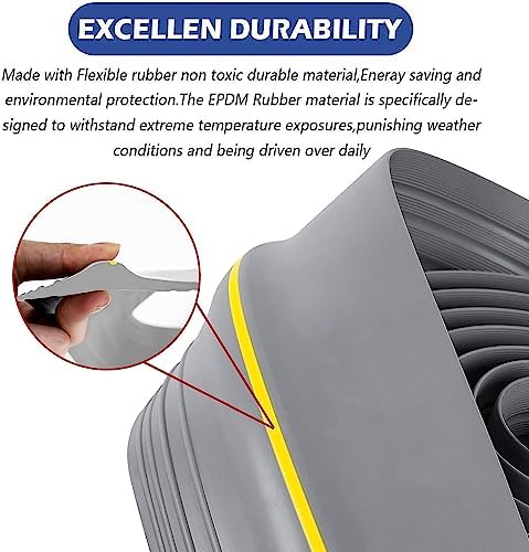 ToLanbbt 12Ft/3.7M Universal Garage Door Rubber Threshold Strip with 300ml Black Adhesive/Sealant, Weatherproof Seal Strip DIY Weather Stripping Replacement (Grey+Yellow) - Image 4