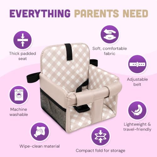 Shopping Cart Seat Cover for Baby, Beige Checkered - Image 3