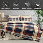 WeCozy Full Comforter Set with Sheets, 7 Pieces Plaid Navy Bedding - Image 5