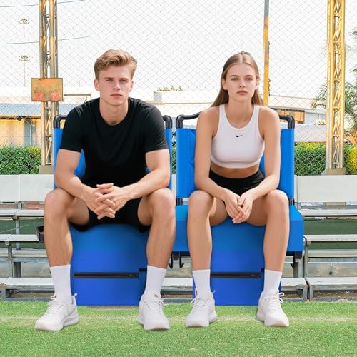 Stadium Seats with Back Support and Cushion Thick Padded Bleacher Chairs with Shoulder Strap, Portable Folding Stadium Seat Chairs for Bleachers Include Cup Holder and Side Pocket (Blue, 2pcs) - Image 7