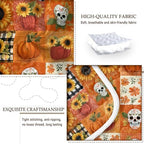 BlessLiving Fall King Size Quilt Set: Soft Microfiber Lightweight Skeleton Pumpkin Grid Pattern Quilt Set 3 Piece Autumn Bedspread Coverlet for Halloween Bedroom Living Room Decor - Image 4