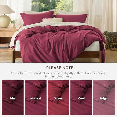 Bedsure Oversized King Duvet Cover, Soft Double Brushed Bedding, Dark Red - Image 5
