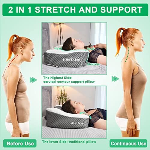 Elviros Cervical Memory Foam Neck Pillow for Pain Relief Side Sleeping - Image 5