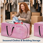Moving Bags Heavy Duty,Extra Large Moving Bags for Travel/College Packing/Storage/Organization/Seasonal Clothes & Bedding Storage,Moving Supplies Bins,Compatible with Ikea Frakta Cart (Pink,6Pcs) - Image 5