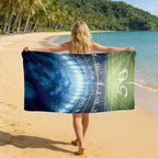 Beach Towel Bag 2 in 1 Football Sport Bath Pool Towels Backpack Rugby Soccer Stadium Absorbent Beach Towel Soft Quick Dry Lightweight Packable Towels Drawstring Bag for Travel Camping Sports Picnic - Image 4