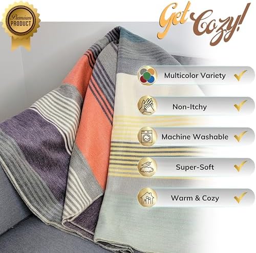 Alpaca Wool Throw Blanket | Warm, Ultra-Soft, 85" x 65" | Breathable, Non-Itchy Blanket-Throw | Hypoallergenic and Beautiful Fabric (Coral & White) - Image 4