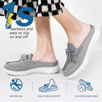 Buyrew Mules for Women with Arch Support - Lightweight Washed Cotton Sneaker Mules - Breathable Walking Flats, Comfortable Slip On Shoes for Business Casual, Office, Travel - Image 4