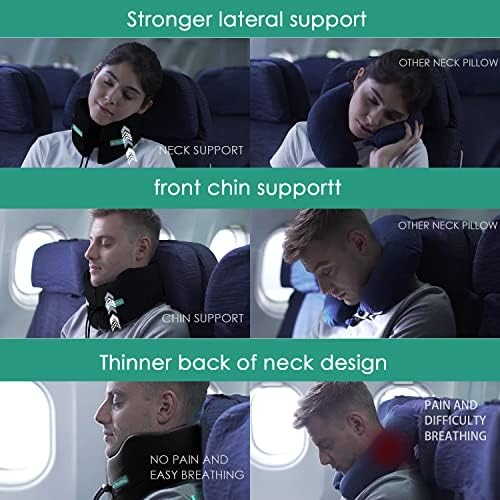 GOLDORANGE Travel Pillow Neck Chin Head Support 100% Pure Memory Foam Neck Pillows for Long Flights Airplane Car Office Sleeping Rest Portable Plane Accessories Black S - Image 6