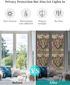 Window Privacy Film Frosted, Leopard Print Reusable Static Cling Window Tints, Vintage Peony Flower Chic Cheetahs Texture Heat Control Windows Films for Offices, Balcony, 29.5 x 118 Inches - Image 6
