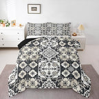 Erosebridal Mexican Talavera Tile King Bedding Set - Vintage Flower Mexico Comforter Set, Retro Floral Patchwork Quilt for Kids Adults, Exotic Ethnic Aesthetic Bedroom Decor - 2 Pillowcases - Image 2