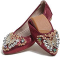 Women's Ballet Flat Shoes - Cute Rhinestones Bow Wedding Flats Slip on Flats for Women Comfort by WAMBHC