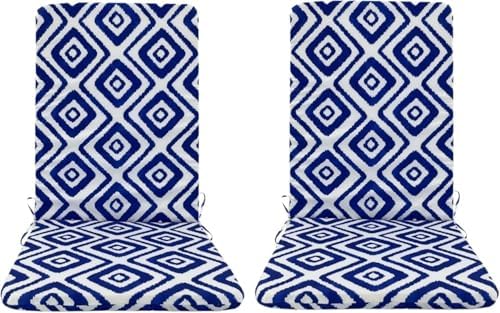 High Back Outdoor Chair Cushions 2 pcs, Water Proof Chaise Lounge Chair Cushions, Chairs Pads Stain Resistant for Camping Beach Picnic Travel Patio(B-Blue B,18 x42 x 1.18in) by Unknown