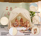 Akiky Large Teepee Tent for Kids with Lights Portable Bed Canopy Tent Foldable Teepee Canopy Playhouse Inside Canopy Bed for Playroom(Natural) - Image 3