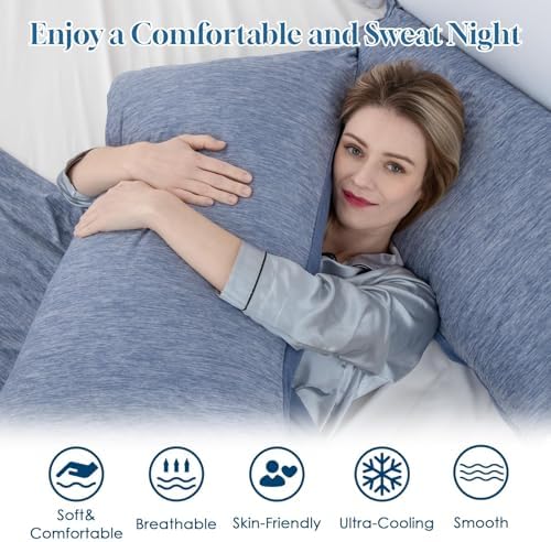 CHOSHOME Cooling Pillow Cases Zipper Pillow Covers Q-Max > 0.45 Zippered Pillowcases for Hot Sleepers, Soft, Breathable, Skin-Friendly, 4 Pack (Standard, 20"x26", Blue) - Image 4