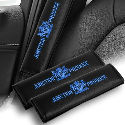 W-POWER 4PCS Junction Produce JDM Car Neck Pillow Headrest + JP VIP Embroidery Car Seat Belt Cover Set (Blue) - Image 5