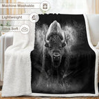 Bison Blanket Motivational Sherpa Throw for Couch, Powerful Buffalo Design for Gym Office Decor, 50x60 Inches Soft Fuzzy Cozy Animal Black Blanket for Men Loft Space - Image 6