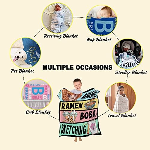 Anime Throw Blanket, Anime Gifts for Girls, Kawaii Ramen Sketching Decor - Image 5