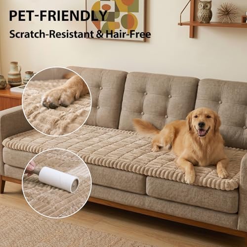 Fixwal Waterproof Flannel Dog Couch Cover, 27.6" x 47", Coffee - Image 6