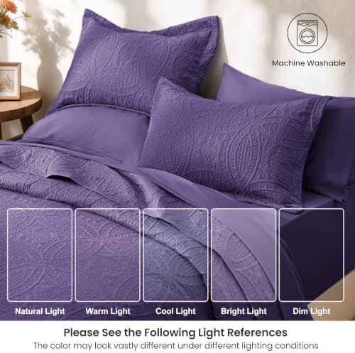 Love's cabin Queen Quilts Bedspreads, 7 Pieces Bed in a Bag, Deep Purple - Image 6