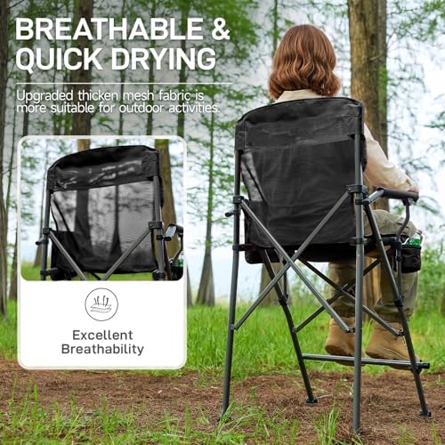 EVER ADVANCED Tall Directors Chair 31" Foldable Camping Mesh Black - Image 5