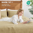 Love's cabin King Size Quilt Set Camel Bedspreads - Soft Bed Fall Lightweight Bedspread Comforter - Modern Style Coin Pattern Coverlet for All Season - 3 Pieces (1 Quilt, 2 Pillow Shams) - Image 4