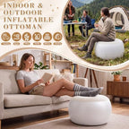 Novabright Inflatable Round Ottoman with Foot Pump Pouf, Beige - Image 5