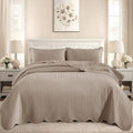 King Quilt Set Bedspread Coverlet Bedding Leaf Beige 106"x96" by IRImperialRooms