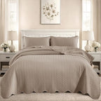 King Quilt Set Bedspread Coverlet Bedding Leaf Beige 106"x96" by IRImperialRooms