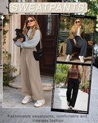 Evervibe 3 Pack Women's Plus Size Wide Leg Pants Baggy Sweatpant - Image 2