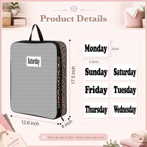 7 Pcs Packing Cubes for Travel Days of Week, Black Brown, L - Image 2
