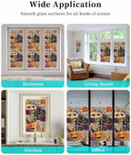 Window Privacy Film Frosted, Pumpkins Halloween Non-Adhesive Static Cling Window Tint, Black Horror Purple Floral Beige Insulated Windows Frosted Films for Living Room, 35.4 x 78.7 Inches - Image 7