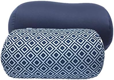 Bookishbunny 2pcs Micro Bead Microbead Roll Pillow Cushion for Bed Back Neck Head Body Support, 13" x 7", Various Designs (Navy+Diamond) by Bookishbunny