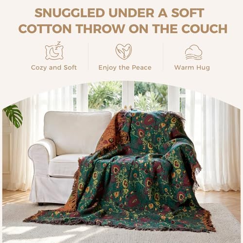 LUTBM Boho Throw Blanket for Bed 60"x80", 100% Cotton Cozy Couch Blankets - Image 4