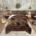 Retro Hunt Fish Comforter Set Twin Size,Retro Farm Wooden Board Quilt Set for Kids Boys Bedroom Collection,Deer Bird Fish Animal Hunting Polyester Bedding with 1 Pillowcase,2Pcs by CastleFairy