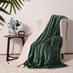 NANPIPER King Size Sherpa Blanket, Soft Fleece Throw for Bed, Reversible Thick Fuzzy Blanket for Winter (Olive Green, 90x108 inches) - Image 2