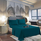 Mocassi King Sheet Set - Luxury Hotel 1800 Premier Bedding Sheets & Pillowcases - Ultra Soft Breathable & Cooling Bed Sheets - Deep Pocket - Wrinkle Resistant - 4 Piece - King, Marine Blue - Image 3