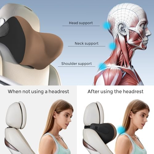 BEBAS Ergonomic Car Headrest Pillow, Memory Foam Neck Support, Brown - Image 6
