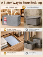 60L Rigid-Sided Blanket Storage Bags, 4Pack, Gray - Image 6