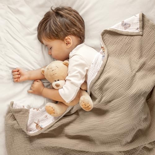 lulumoon Muslin Baby Blanket Neutral: Cotton Toddler Blanket for Daycare - Image 4