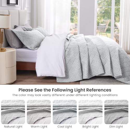 Love's cabin California King Quilt, Soft Bedspread Comforter, Light Grey - Image 5