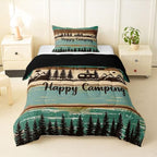 Erosebridal Rustic Rv Camping Comforter Set Camper Twin Bedding Sets for Boys Girls Kids Country Farmhouse Wooden Board Comforter Mountain Pine Trees Quilt Duvet 2 Pcs Green Brown by Erosebridal