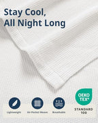LANE LINEN Twin Blanket, 100% Cotton, 300 GSM, Waffle Textured - White - Image 4