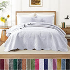 Twin Quilt Set Bedspread Microfiber Bedding Floral White 68x86 - Image 5