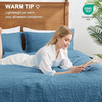Love's cabin Quilts for Queen Bed Misty Blue Bedspreads Bedding Set - Lightweight Bedspread Comforter - Coin Pattern Bedding Coverlet for All Season - 3 Pieces (1 Quilt, 2 Pillow Shams) - Image 4