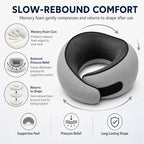 Travel Pillow for Airplane, Memory Foam Neck Pillow for Travel with Chin Support, Washable Cover & Storage Bag, Ergonomic 360° Neck Support for Long Flights, Car, Office, Home, Max Grey - Image 5